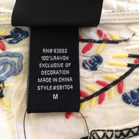 NWT Liv Los Angeles, M gauze, Embroidered, Peasant blouse, Bohemian, Johnny Was - Picture 5 of 7